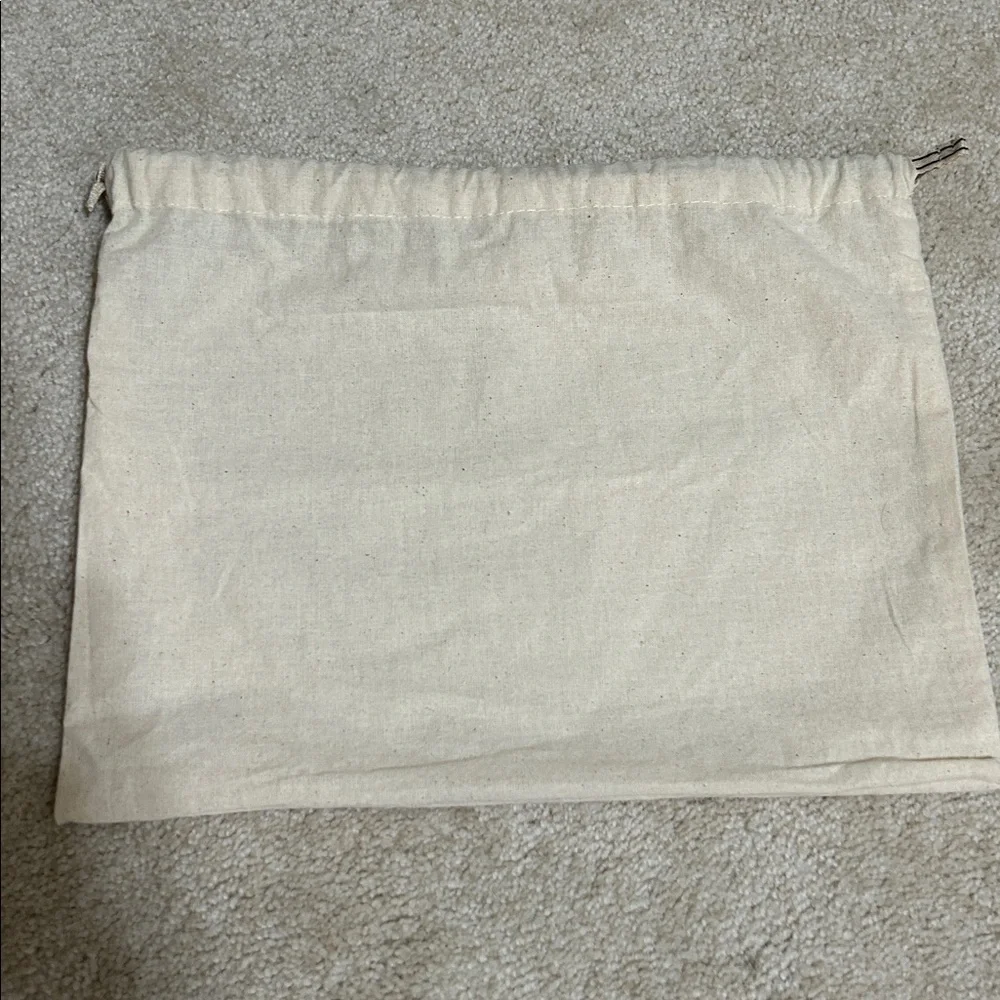 Tory Burch Beige Canvas Dustbag Pouch approx 12.5” x 9.5 in (Fits Small Clutch)